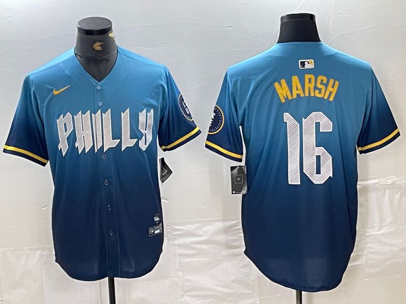 Men Philadelphia Phillies #16 Marsh Blue City Edition Nike 2024 MLB Jersey style 2->philadelphia phillies->MLB Jersey